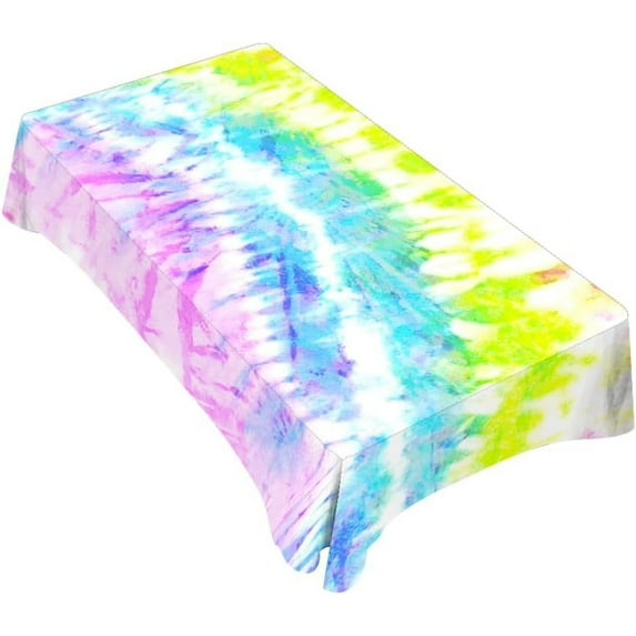TKS MITLAN Tablecloth Rainbow Table Cloth Rectangle Table 60 x 84 Inch Distorted Watercolor Bright Pattern Vibrant Kitchen Decorations for Home Dinner Party