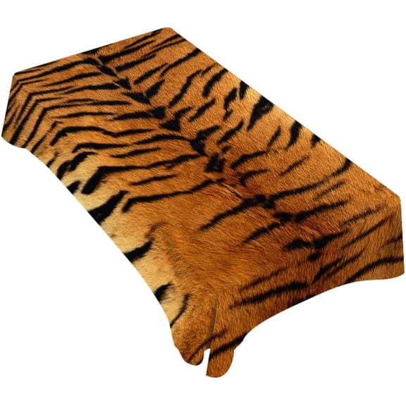 TKS MITLAN Tiger Print Tablecloth Decor Brown Black Wildlife Tiger Skin Table Cloth Dining Room Kitchen Table Cover 60" X 84" Oblong/Rectangle