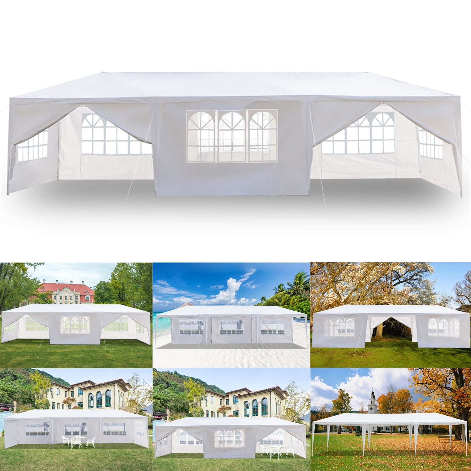 UWR-Nite Outdoor Canopy Tent, 10' x 30' Waterproof Patio Gazebos Party Tent with 8 Side Walls, Outdoor Party Wedding Tent, Waterproof Camping Folding Tent for Backyard, Garden, Poolside