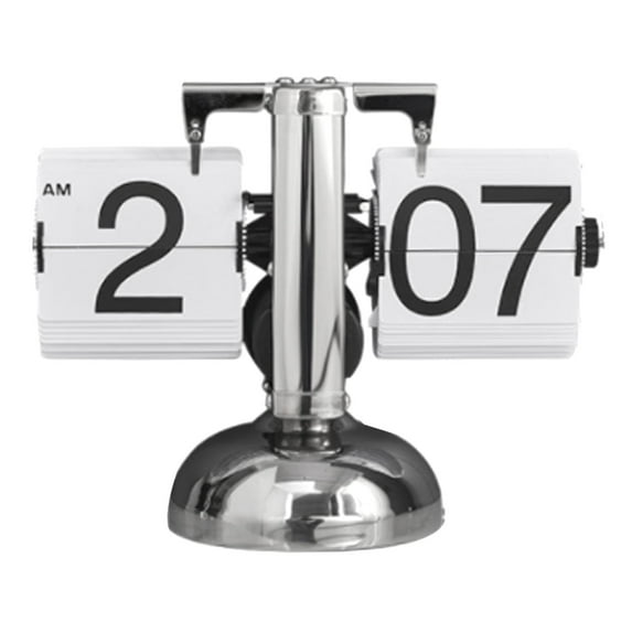 TKSE Digital Flip Down Clock - Retro Minimalist Single Foot Mechanical Auto Flip Clock Desk Clock for Home Livingroom(White)