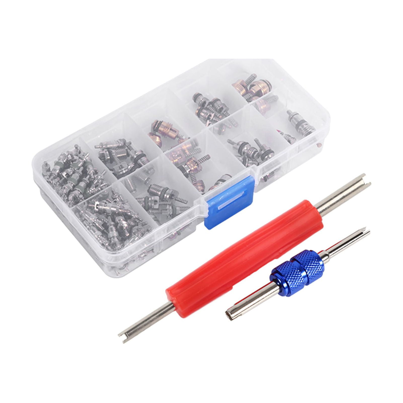 TKSE Tyre Valve Core Tool Kit, 102pcs Assortment A/C R134a/R12