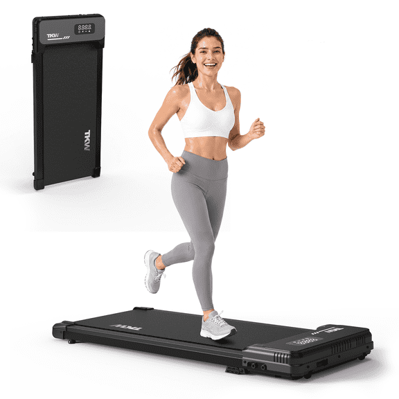 TKW 3-in-1 Walking Pad Treadmill for Home Office, Portable Under Desk Treadmill with 300 lbs Capacity, Compact Walking Machine, Black