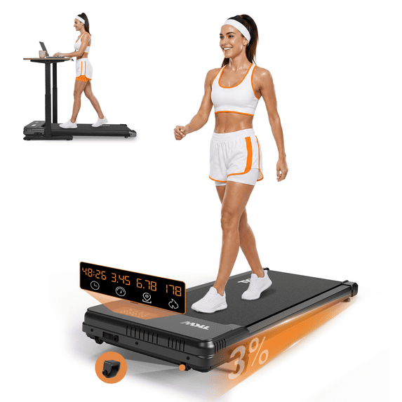 TKW 3-in-1 Walking Pad Treadmill Under Desk , Portable Compact Walking Machine, 200 lbs Capacity, Black walk pad Walking Pad walkingpad treadmill, Black
