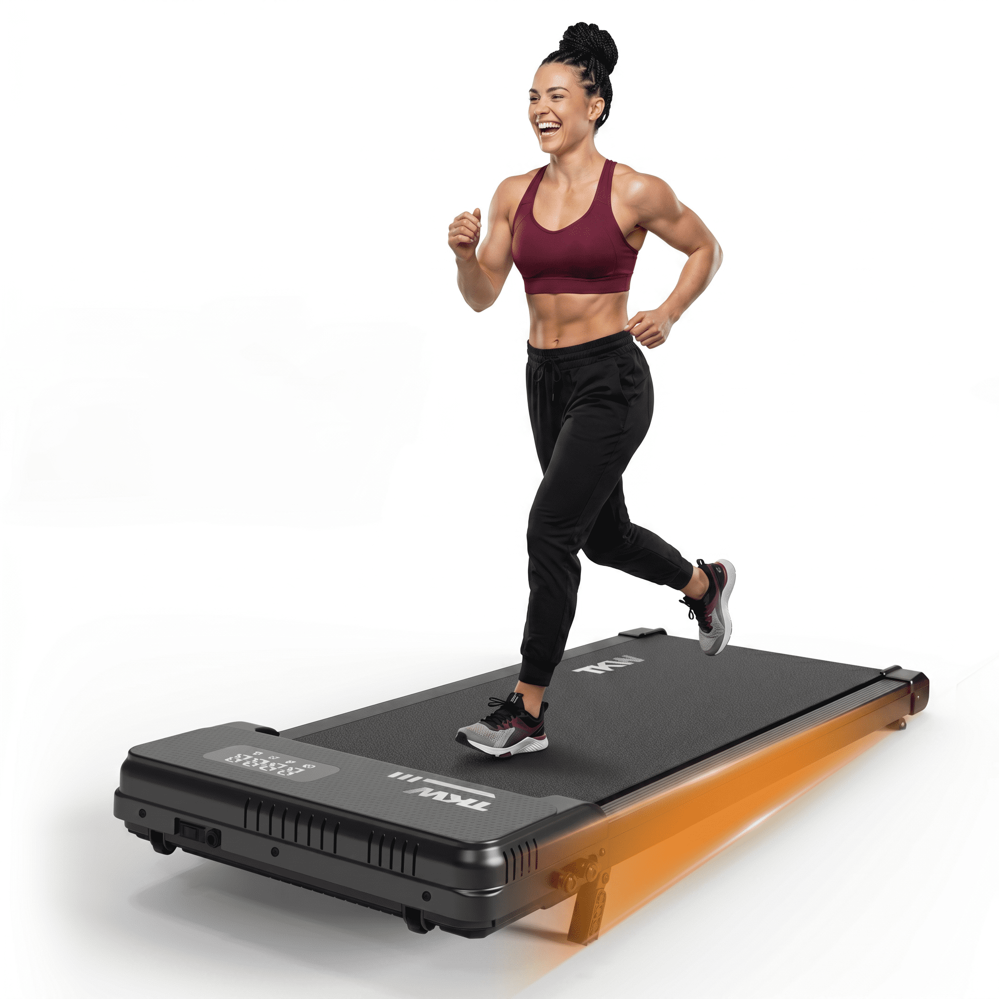 TKW 3-in-1 Under Desk Walking Pad with Adjustable Incline, Quiet 300 lbs Capacity Portable Treadmill for Home Office with Remote, Black