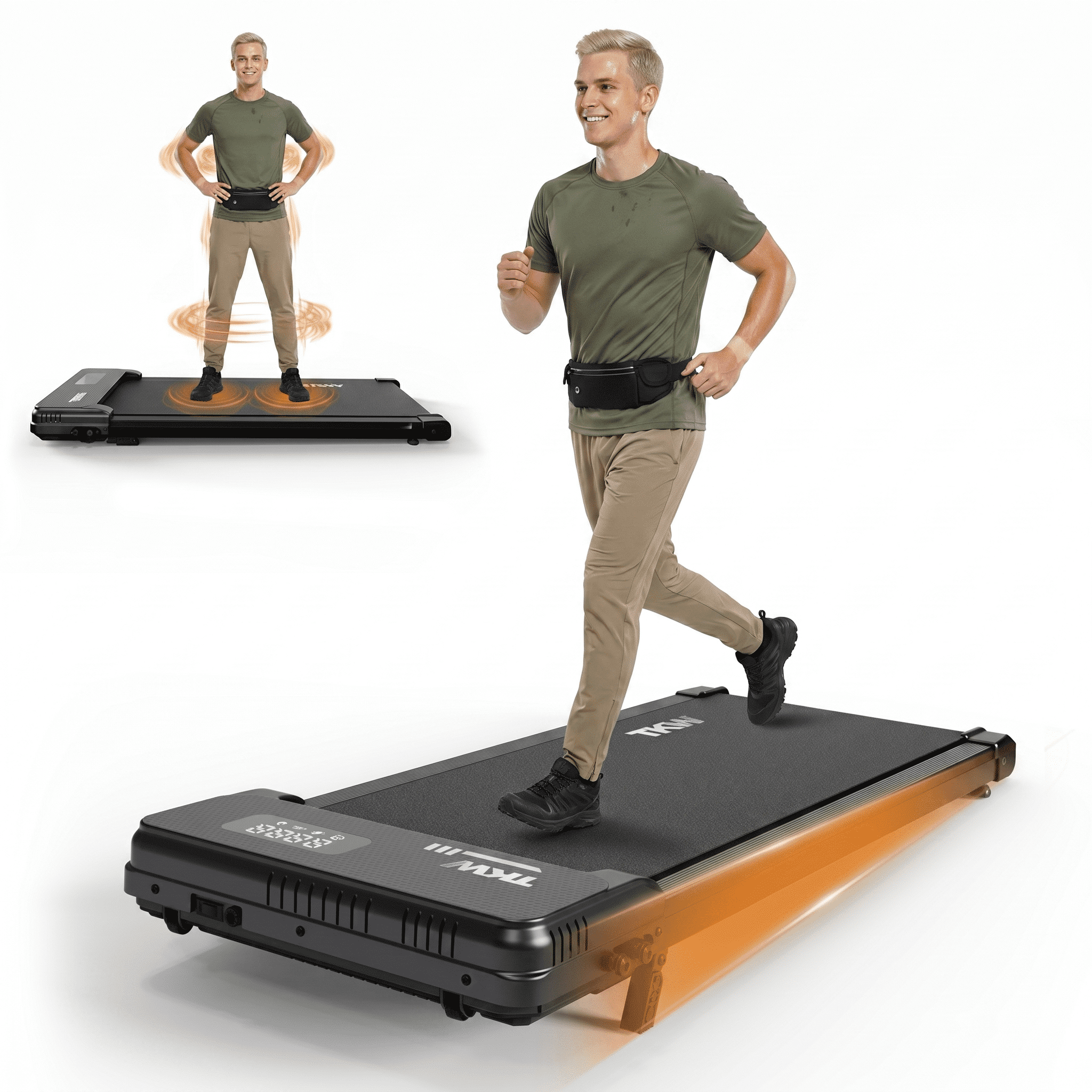 TKW Walking Pad Treadmill with Incline, Under Desk Treadmill 330 lbs Weight Capacity, 3-in-1 Foldable Portable Treadmill with Vibration Mode