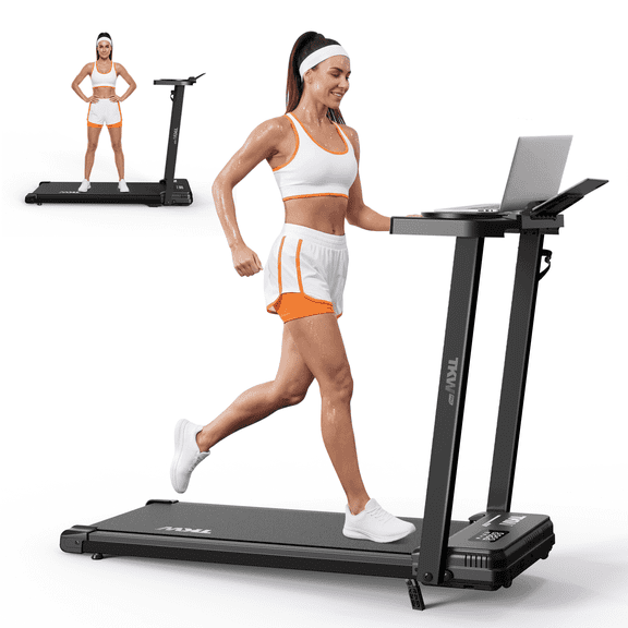TKW Walking Pad Treadmill with Incline, 3 in 1 Under Desk Walking Pad, 2.5HP Quiet Motor, 200lbs Capacity Portable walk pad with Handle Bar for Home Office, walkingpad treadmill, Black
