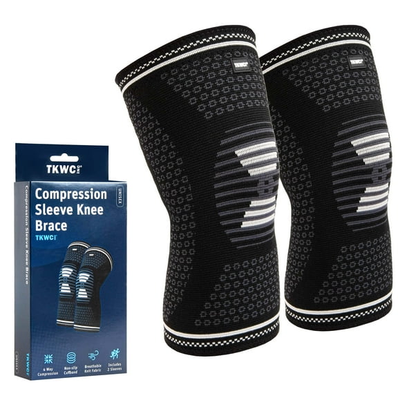 TKWC Knee Brace Compression, Black, Size L, 2 Count