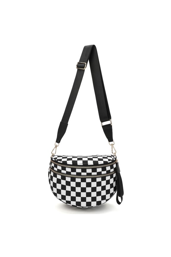 Checkered Crossbody Bag for Women Fanny Packs Shoulder Bum Bag Hobo Purses Handbags for Travel