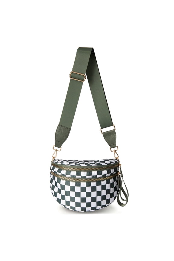 Women's Checkered Crossbody Bag 3-in-1 Fanny Pack Shoulder Purse Adjustable Strap Bum Bag for Travel Trendy Casual Handbags