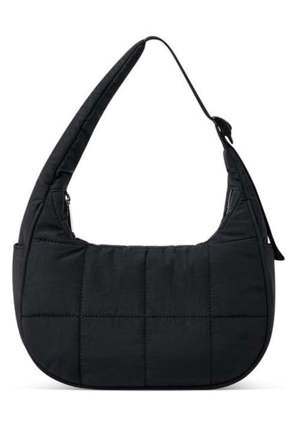Women's Puffer Crescent Shoulder Bag Nylon Quilted Hobo Purse Small Puffy Handbag with Adjustable Strap for Everyday Trendy Outfits