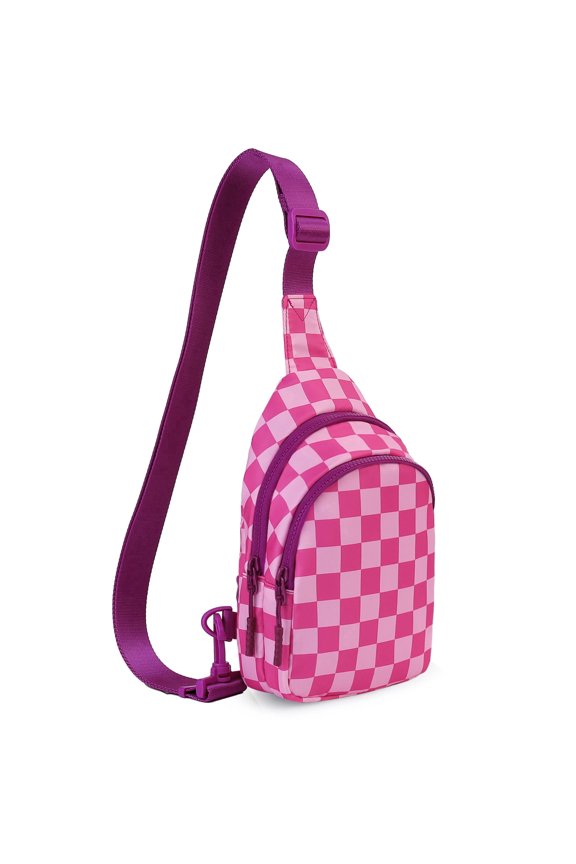 Small Sling Bag for Women Checkered Crossbody Bags Nylon Fanny Pack Bum Chest Purses for Travel