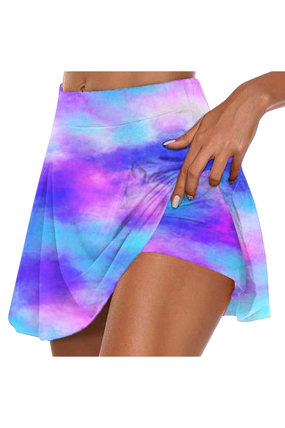 Tennis Skirts for Women Tie Dye Athletic Skort Lightweight Golf Skirts with Inner Shorts Casual Stretch Workout Skorts Pickleball