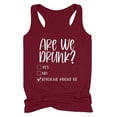 thumbnail image 1 of TKYCMSUAKI Are We Drunk Tank Top for Women Summer Sleeveless Drunk Drinking Shirt Loose Beach Vaction Racerback Graphic Vest Tops, 1 of 5