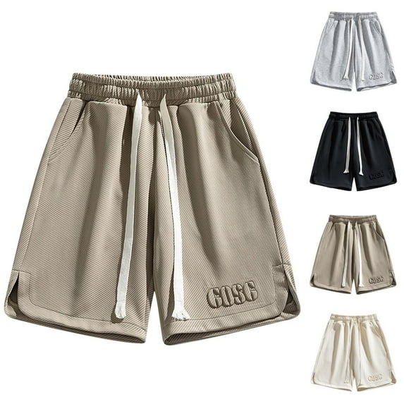 TKYCMSUAKI Big and Tall Beach Shorts for Men Elastic Waisted Drawstring Solid Color Workout Short Summer Lightweight Comfy Casual Shorts wih Pockets