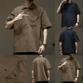 thumbnail image 1 of TKYCMSUAKI Big and Tall Shirt for Men Summer Quarter Zip Short Sleeve T-Shirt Casual Solid Color T Shirt Trendy Lapel Tops with Pocket, 1 of 7