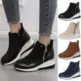 thumbnail image 1 of TKYCMSUAKI Cowboy Boots for Women,Women Platform Wedge Sneakers Slip On Comfort Shoes Casual Dressy Wide Low Top Zipper Fashion Slip On Short Booties Trendy Canvas Walking Shoes, 1 of 6