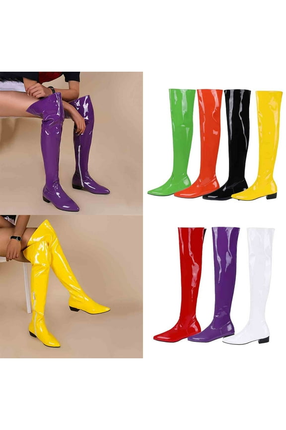 Fall Boots,Boots for Womens Over The Knee Patform Chunky Heel Stretch Long Fall Y2K Gogo Boots Fashion Pointed Toe Boots Low Block Heel Booties