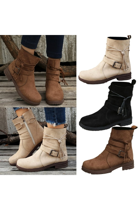 High Heel Boots,Cowboy Boots for Women Mid Calf Dressy Western Boots Cowgirl Pull-On Tabs Pointy Toe Boot Fall Winter Boots Classic Short Boots