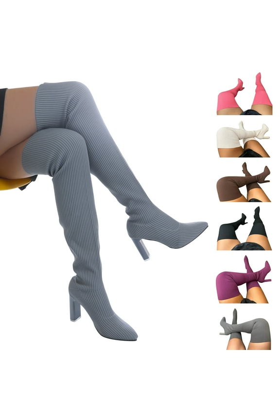 Knee High Boots Women,Over The Knee Heels Long Sexy Pointed Toe Boots Stretch Long Fall Y2K Gogo Boots Fashion Comfy Sexy Stiletto