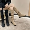 thumbnail image 1 of TKYCMSUAKI Knee High Boots Women,Womens Faux Suede Knee High Boots Side Zipper Flat Low Heel Boot Shoes Pointed Toe Stretch Knee High Pull On Fall Weather Winter Boots, 1 of 7