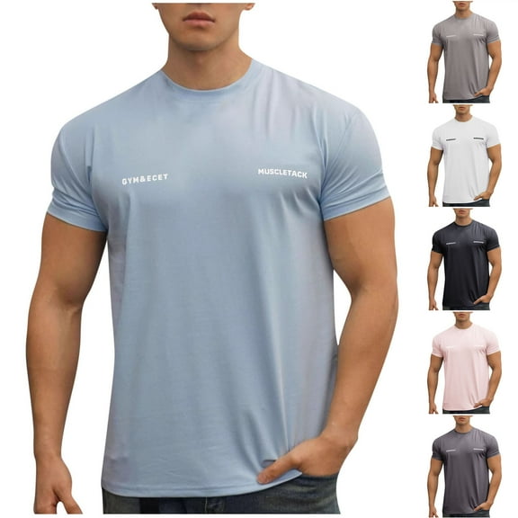 TKYCMSUAKI Lightweight Short Sleeve T-Shirt for Men Quick Dry Workout Running Shirts Crewneck Solid T Shirt Summer Sports Tees