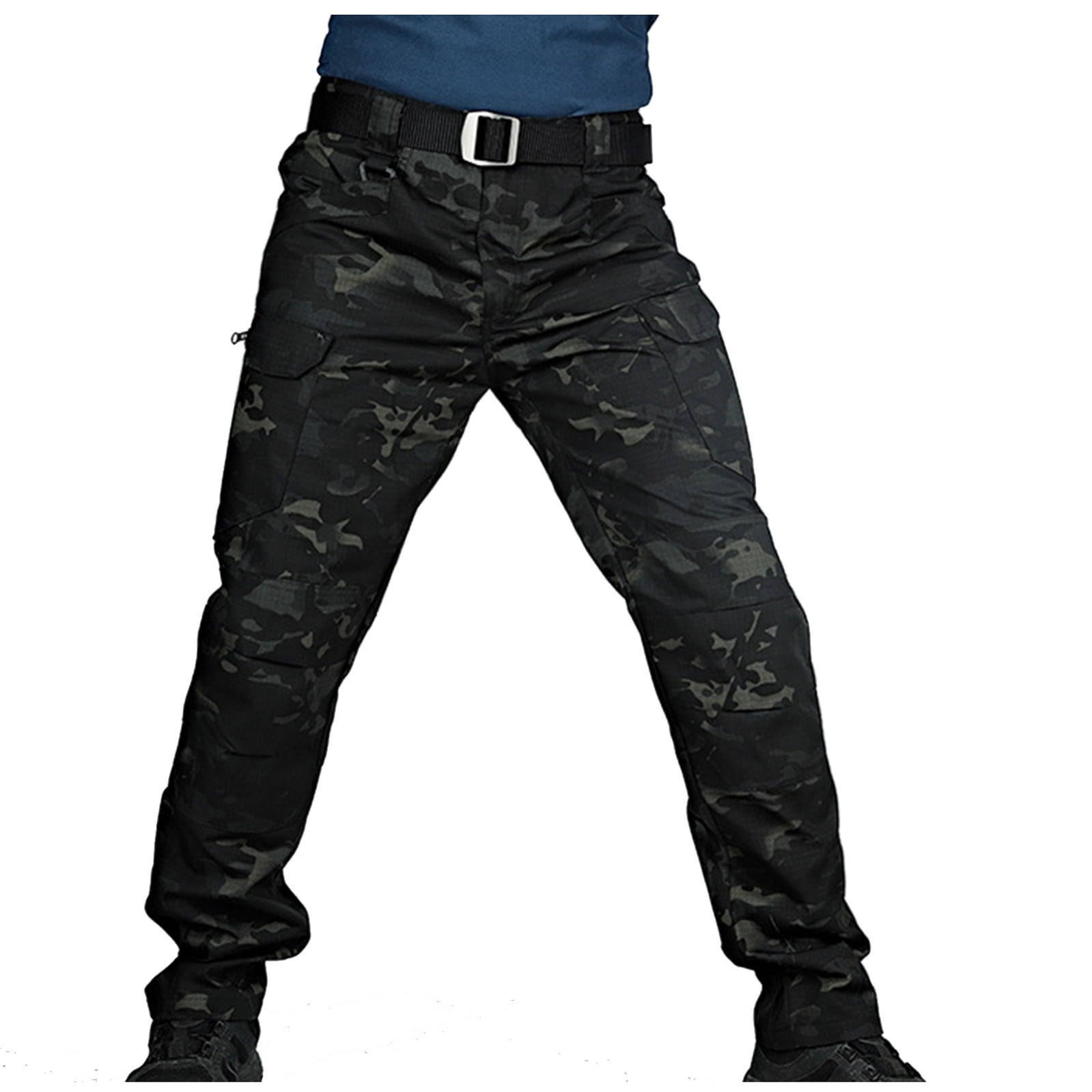TKYCMSUAKI Men Big and Tall Camo Tactical Pants Casual Multiple Pockets