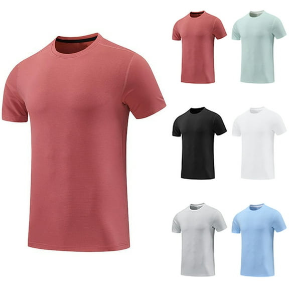 TKYCMSUAKI Men Short Sleeve T Shirts Big and Tall Sports T-Shirt Trendy Crewneck Solid Color Tops Summer Casual Outdoor T-Shirts