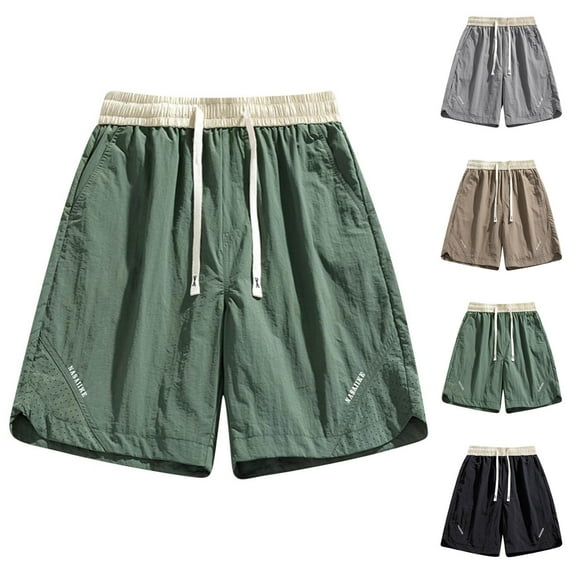 TKYCMSUAKI Men's Big and Tall Shorts Elastic Waisted Drawstring Color Block Short Comfy Lightweight Oversized Workout Shorts with Pockets