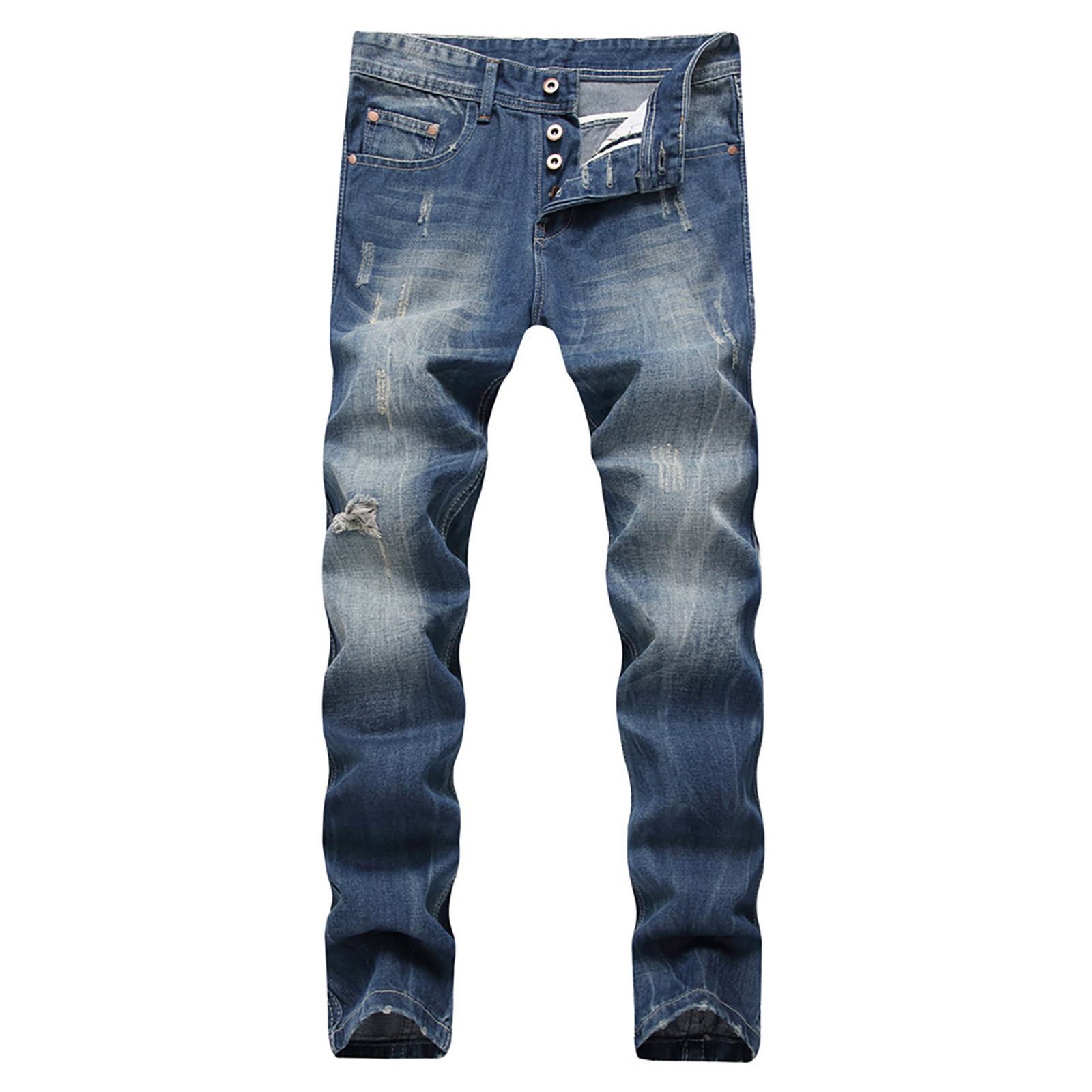 TKYCMSUAKI Men's Biker Jeans Trendy Ripped Distressed Jeans Cozy ...