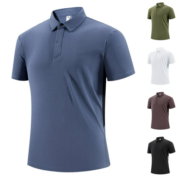 TKYCMSUAKI Men's Golf Shirt Short Sleeve Lapel T-Shirts Casual Button Up Solid Color T Shirts Summer Athletic Gym Tee