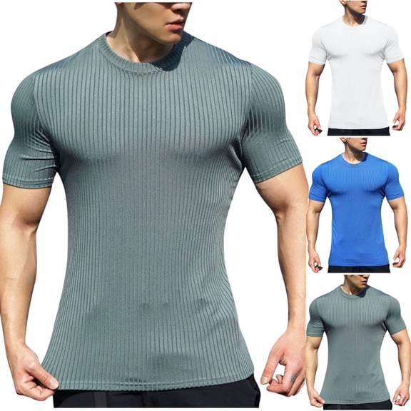 TKYCMSUAKI Men's Quick Dry Athletic T-Shirt Lightweight Moisture Wicking Short Sleeve Shirts Solid Crewneck Sports Shirt Summer Breathable Tee