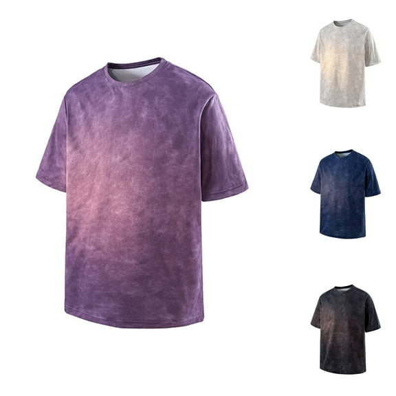 TKYCMSUAKI Men’s Summer Shirts Trendy Short Sleeve Tie Dye T-Shirts Round Neck Loose Fit T Shirt Summer Casual Outdoor Tees