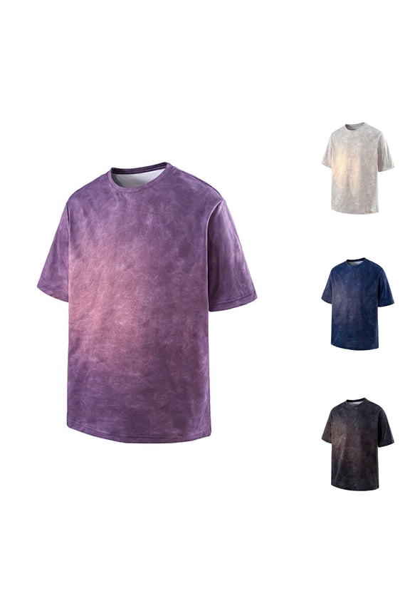 Men’s Summer Shirts Trendy Short Sleeve Tie Dye T-Shirts Round Neck Loose Fit T Shirt Summer Casual Outdoor Tees
