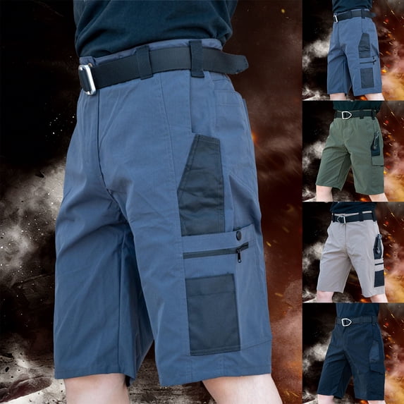 TKYCMSUAKI Mens Big and Tall Cargo Shorts Comfy Breathable Solid Color Workout Short Resistant Work Hiking Pants with Multi Pockets