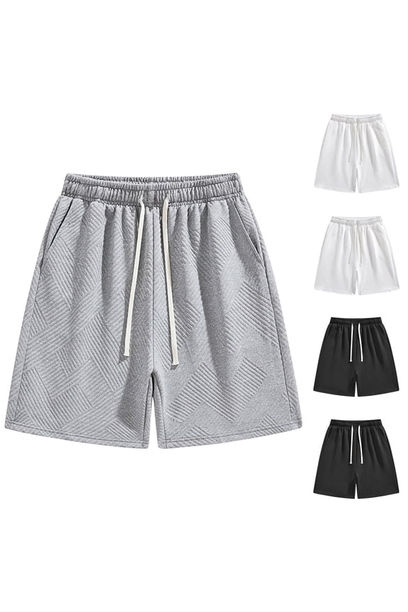 Mens Big and Tall Shorts Elastic Waisted Drawstring Textured Short Pants Quick Dry Breathable Solid Color Workout Shorts with Pockets