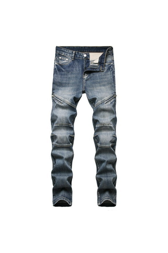 Mens Big and Tall Stretch Jeans Plus Size Embroidery Skinny Jeans for Men Trendy Straight Leg Comfort Flex Waist Cargo Denim Pants
