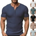 thumbnail image 1 of TKYCMSUAKI Mens Quarter-Zip Shirts V Neck Short Sleeve Golf Shirt Casual Slim Fit Athletic T-Shirts Summer Workout Muscle Tee, 1 of 4
