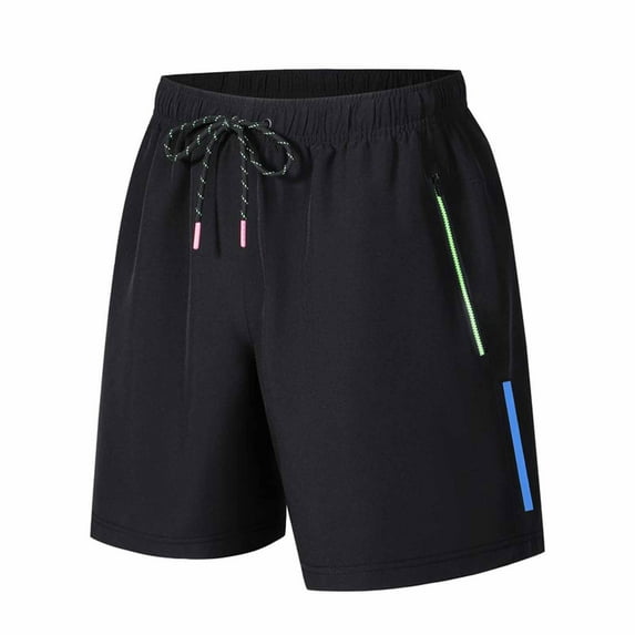 TKYCMSUAKI Mens Shorts, Solid Elastic Waist Drawstring Sports Shorts Lightweight Quick-Dry Fitness Shorts 5 Inch Breathable Athletic Shorts with Zipper Pockets