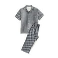 thumbnail image 1 of TKYCMSUAKI Plaid Pajamas 2 Piece Sets for Men Short Sleeve Button Downs Tops Trousers Loungwear Suits Soft Sleepwear Nightwear Set, 1 of 2