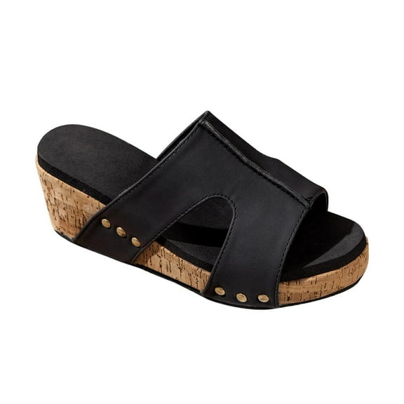 TKYCMSUAKI Platform Sandals for Women - Thik Padded Platform Wedges Sandals - Slip On Platform Slides - Comfy Open Toe Mules Summer Casual Flatform Platform Wedge Slides for Women