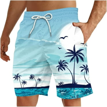TKYCMSUAKI Plus Size Clearance Mens Hawaiian Swim Shorts Summer Tropical Printed Bathing Suit Swimwear Big and Tall Elastic Waist Drawstring Swimming Trunks Casual Quick Dry 5 Inch Beach Shorts