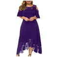 TKYCMSUAKI Plus Size Long Dress for Women Lace Cold Shoulder Prom Dress
