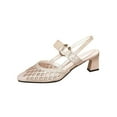 thumbnail image 1 of TKYCMSUAKI Slingback Heels for Womens Low Heel Dress Shoes Glitter Mesh Pumps Chunky Block Elegant Office Party Wedding Bridal Shoes, 1 of 5