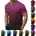 thumbnail image 1 of TKYCMSUAKI Sports Shirt for Men Gradient Short Sleeve Henley Shirts Lightweight Quick Dry Buttons T-Shirts Summer Workout Muscle Tee, 1 of 5