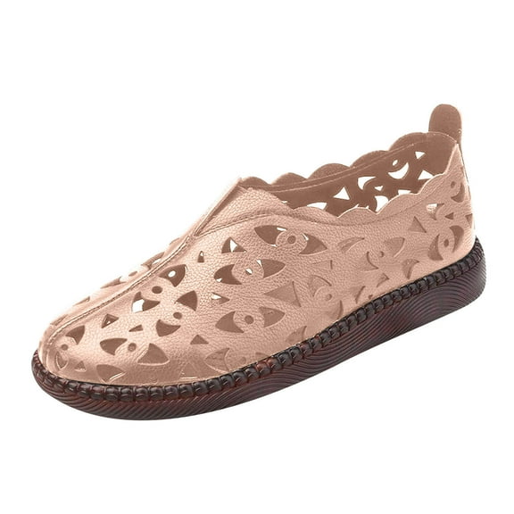 TKYCMSUAKI Women's Ballet Flats Black PU Leather Dress Shoes Comfortable Casual Black Flats Round Toe Slip on Flats with Breathable Eyelets Summer Shoes