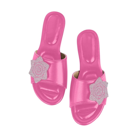 TKYCMSUAKI Women's Flat Sandals Fashion Slides With Soft Leather Slippers Slip On Sandals Slides Casual Peep Toe Beach for Summer Size