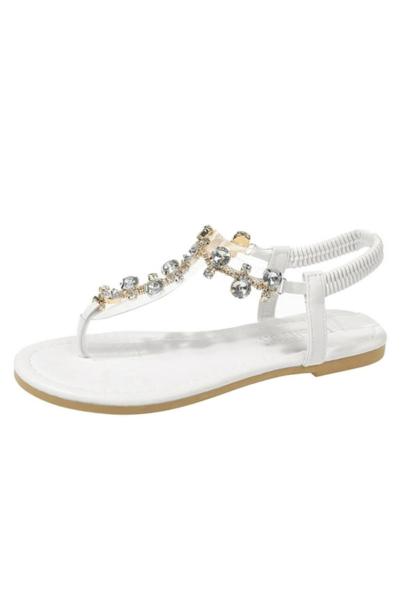 Women's Flat Sandals, Women Flip Flops with Clip Toe RingBeadeed Rhinestone Crystal Jeweled Sandal Shoes for Summer Beach Oceanside Holiday Outdoor