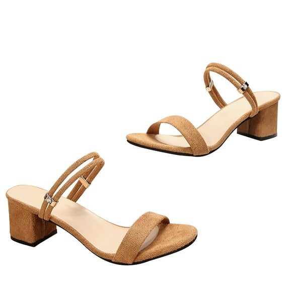 TKYCMSUAKI Women's Open Toe Ankle Strap Low Block Chunky Heels Sandals Comfortable Walking Strappy Open Toe Sandals Party Dress Pumps Shoes