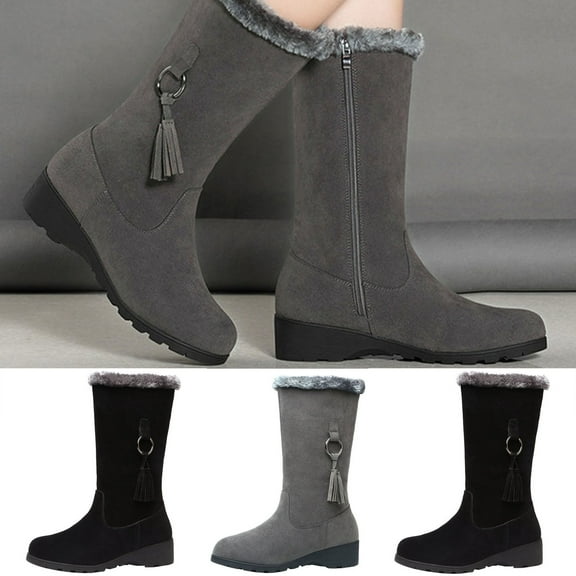TKYCMSUAKI Women's Over-The-Knee Boots,Platform Plush Boot For Women Mid-Calf Boot Fur Fleece Lined Casual Short Booties Ladies Classic Ultra Snow Platform Anti-Slip Boot For Outdoor