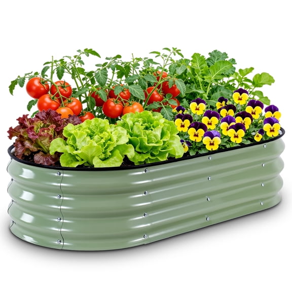 Raised Garden Bed, Galvanized Raised Metal Planter Boxes Outdoor for Vegetables, Fruits and Flowers, 4x2x1FT, Green